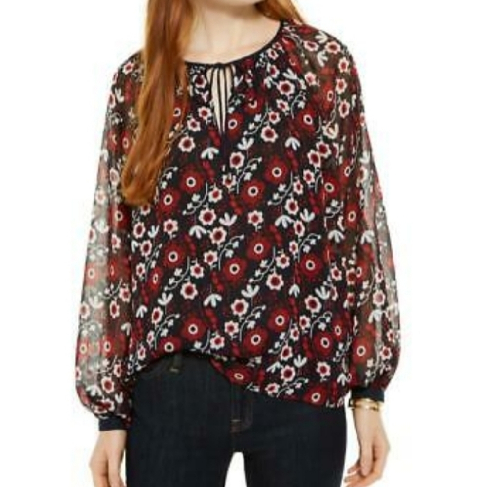 Tommy Hilfiger Womens Navy Boho Floral Shirt Peasa
